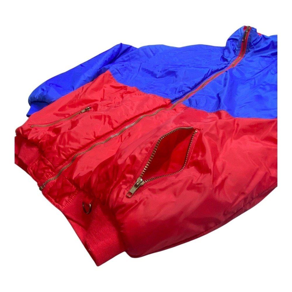 VTG 90s Brittania Bomber Jacket Puffer Men's XL Red Blue Puffy Retro Full Zip - Picture 3 of 11